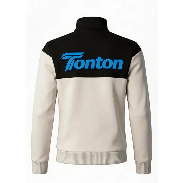 tonton black and cream two tone custom lacrosse warm-ups back view athletic sportswear