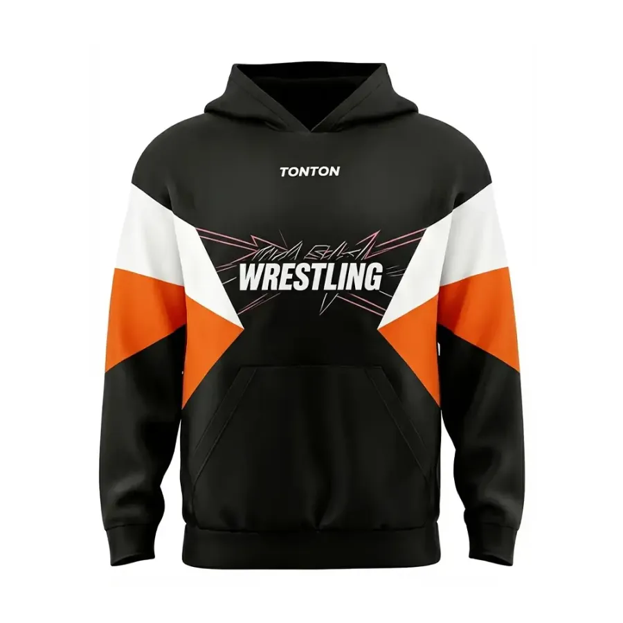 TONTON Moderner geometrischer Wrestling-Aufwärmhoodie – wärmespeichernde, atmungsaktive Konstruktion