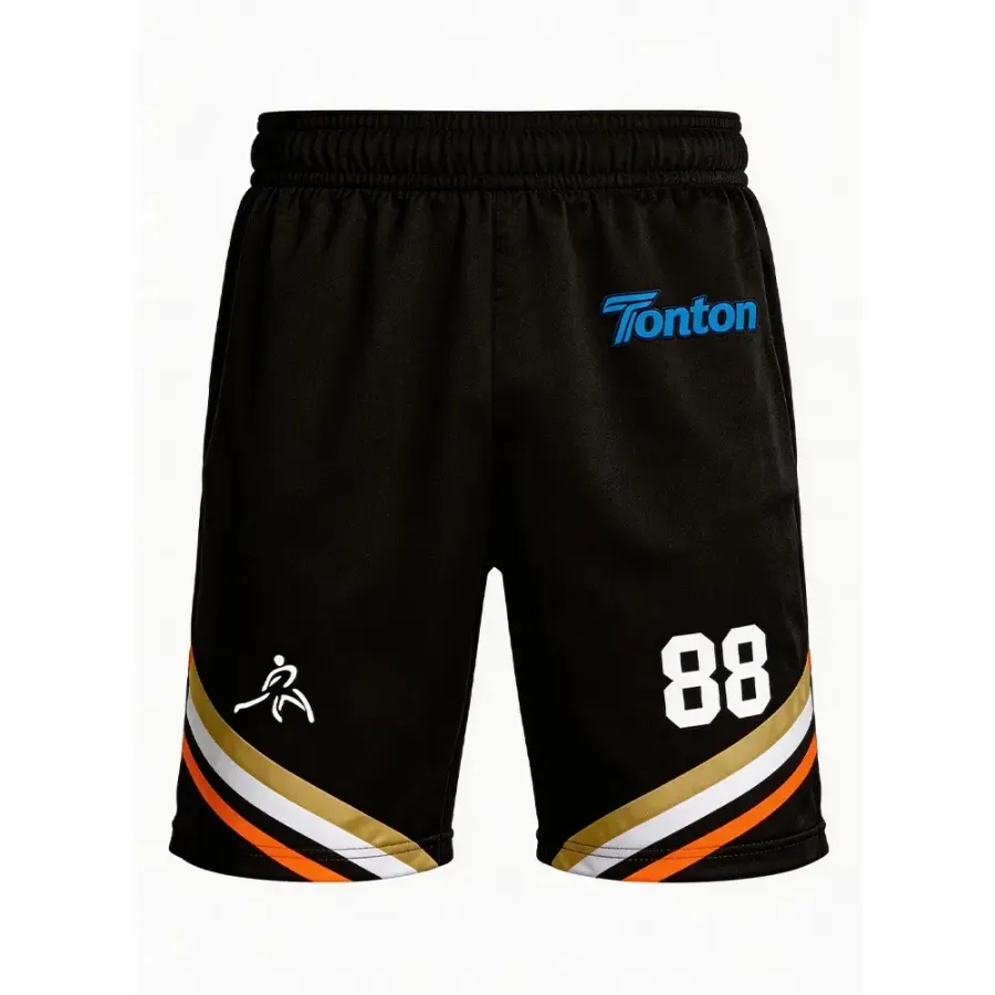 Shorts pentru lacrosse Tonton negre cu dungi diagonale – Shorts profesionale de înaltă performanță, care absorb umezeala