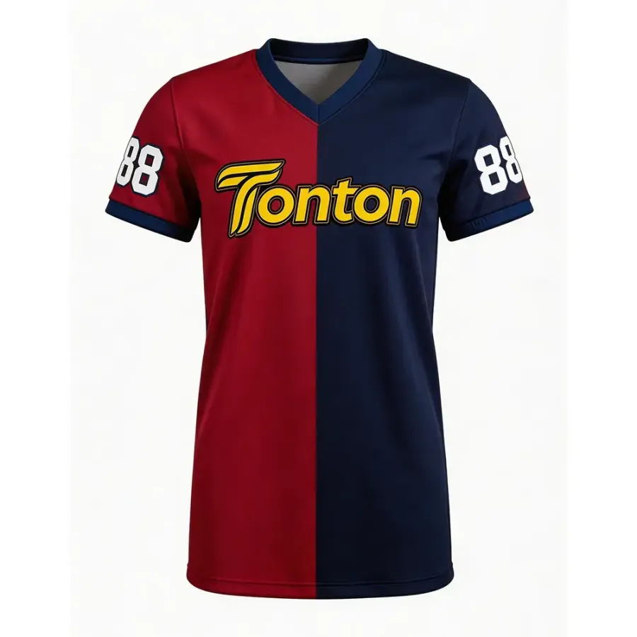Tricou de joc pentru lacrosse TONTON, maro și bleu în două tonuri – Uniformă din pânză respirabilă cu sublimare integrală
