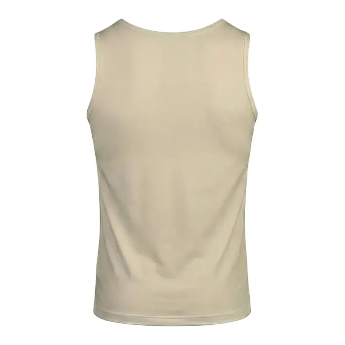 tonton solid beige custom wrestling base layers back view minimalist performance tight-fitting vest