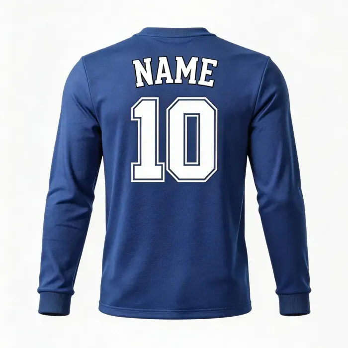 tonton royal blue custom lacrosse shooting shirt back view with white name and number 10