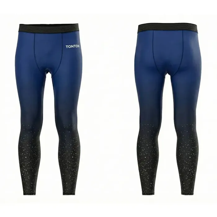 tonton navy blue gradient custom compression leggings front view seamless fightwear