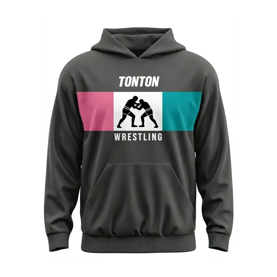 TONTON Trainings-Hoodie in Anthrazitgrau für Ringkämpfer – weich gefüttert, athletische Passform, ideal zum Tragen über dem Wettkampfanzug