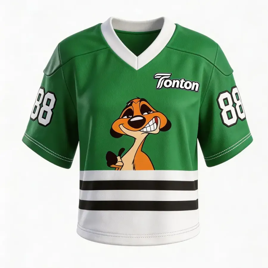 Tricou de lacrosse Tonton Green Meerkat – Uniformă profesională din material Pro-Mesh, respirabil și care absoarbe umiditatea