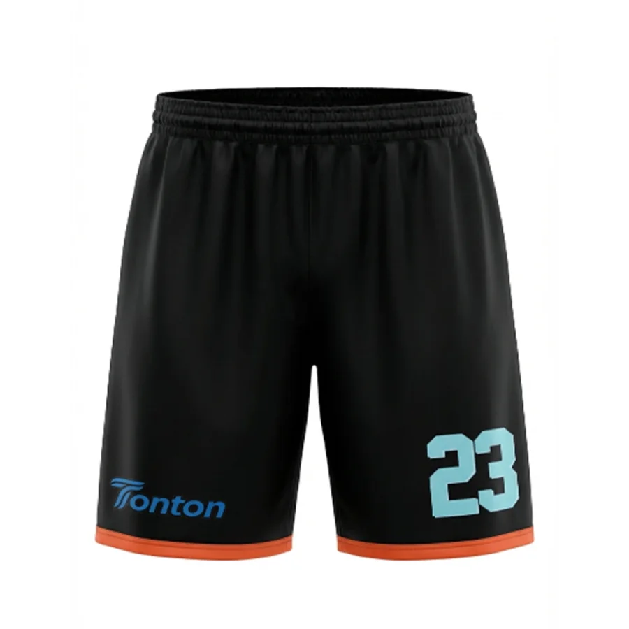 TONTON Classic-Sporthose in Schwarz mit blauen Akzenten – Leichte, atmungsaktive Performance-Trainingshose