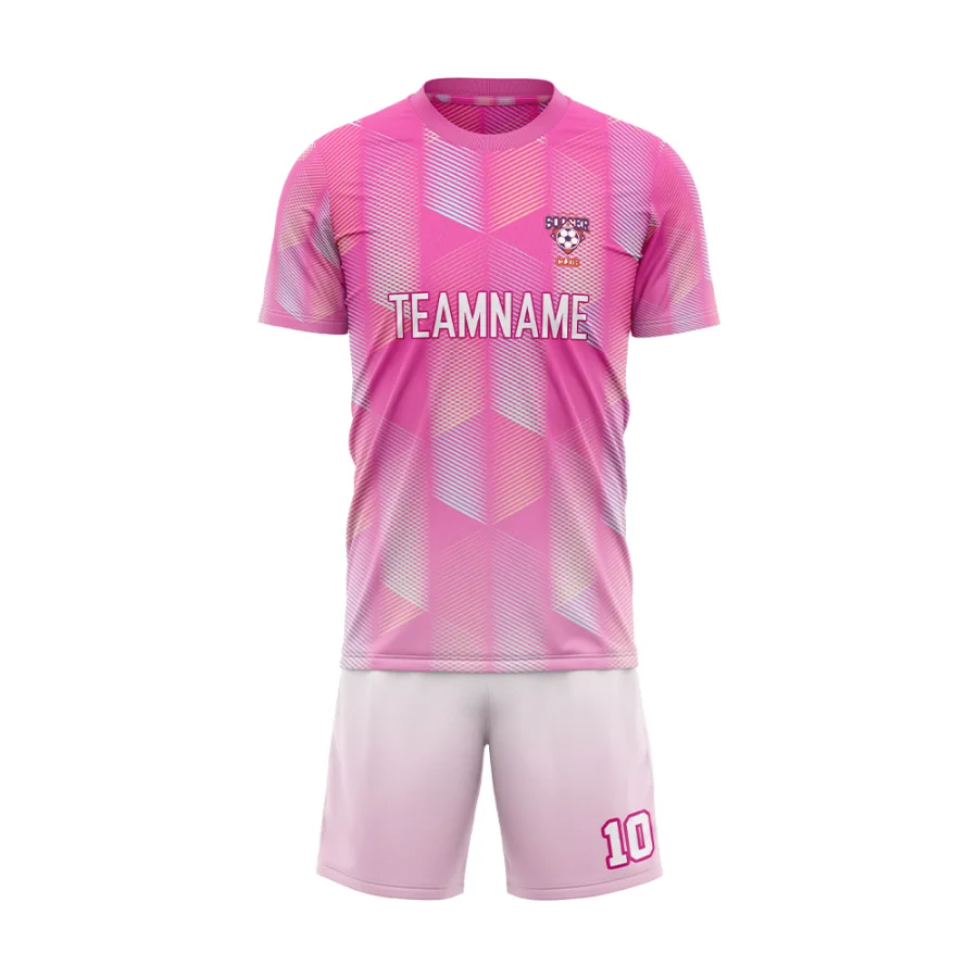 TONTON-Leichtathletik-Set in lebendigem Pink mit grafischem Design – individuell gestaltbares Logo, lockerer Schnitt, leichtes Spiel-Outfit