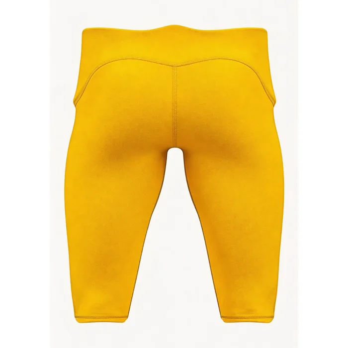 Back view of tonton custom yellow football pants featuring a clean athletic fit.
