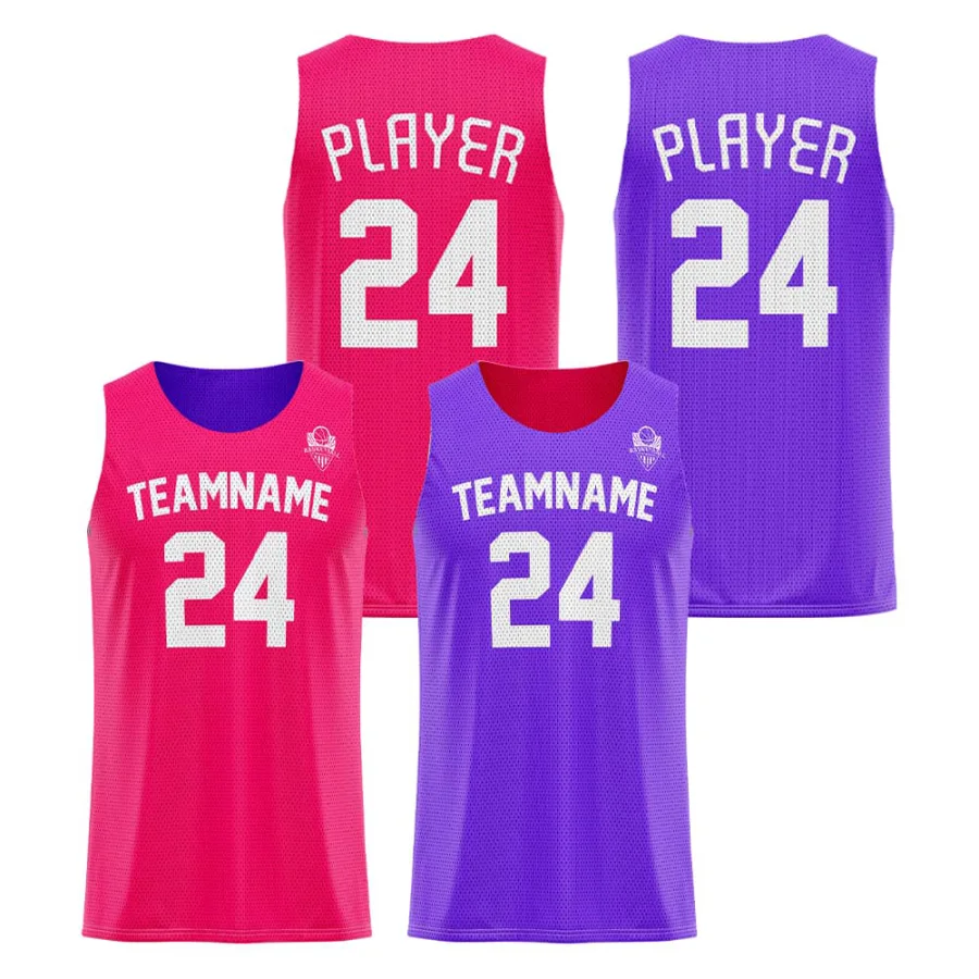 Tonton Pink & Purple Reversible Basketball Jersey - Full Sublimation Printed Loose Fit Training Wear
