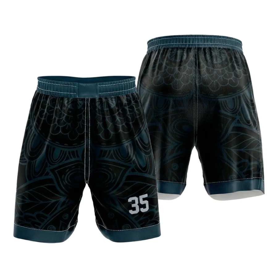 TONTON Sorte Mandala-mønstrede Basketballshorts – Sublimeret, letvægts sportstøj