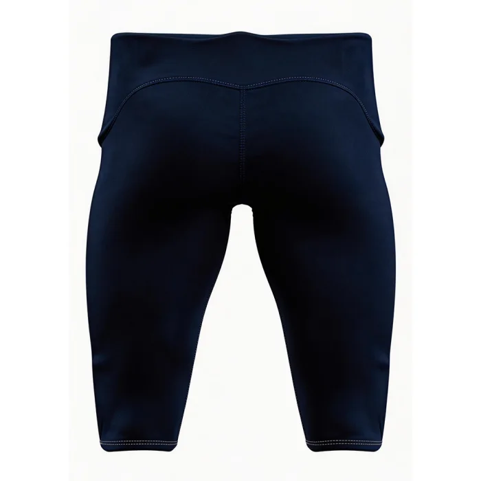 Back view of tonton custom navy American football game pants featuring professional reinforced stitching.