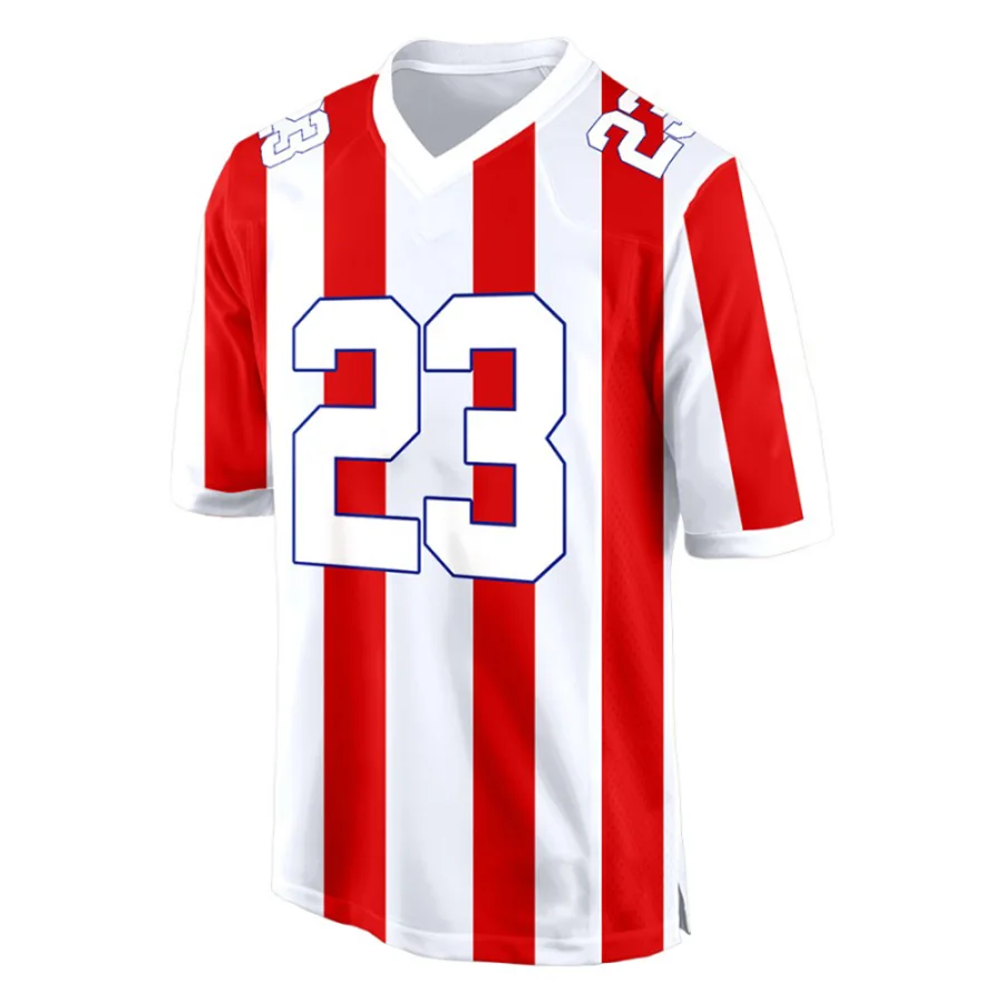 Tricou de fan pentru fotbal american Tonton, roșu și alb cu dungi – echipament de fan rezistent, cu imprimare sublimată