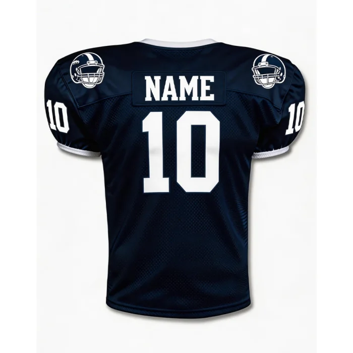 Back view of tonton custom navy blue practice jersey by tonton with player name and bold white number 10.