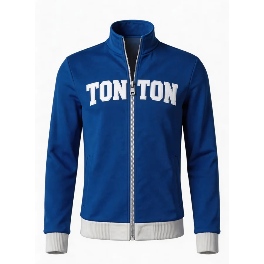 TONTON-Royalblauer Fußballjacke mit auffälligem Logo – individuell gestaltbare Sublimationsdruck-Teamjacke