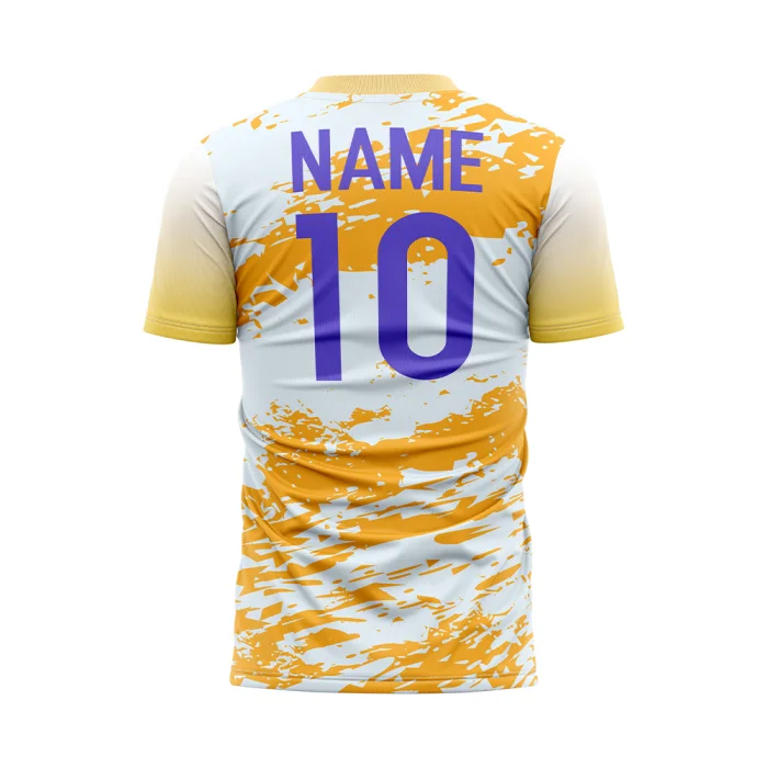 Back view of tonton custom yellow splash football training jersey with professional branding.