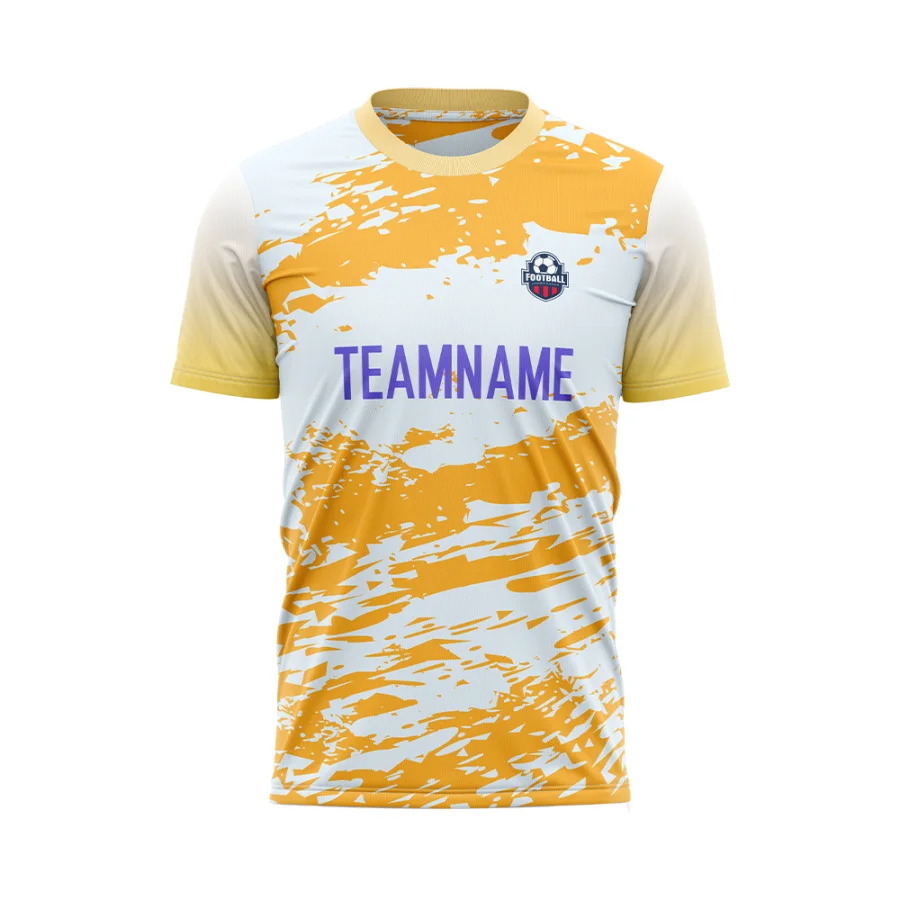 TONTON-Gelb-Weiß-Spritzer-Design-Fußballtrainings-Trikot – Vollsublimierter, leichter Trainingsoberteil