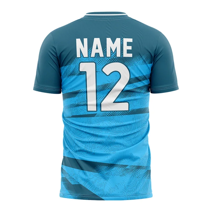 Back view of tonton teal soccer practice jersey featuring player name and number 12.