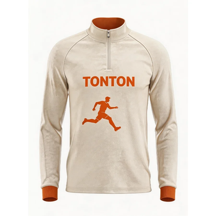 TONTON-Cream-Sweatshirt im Vintage-Look für Fußball – individuell gestaltbares Teamlogo, leichtes Trainingsoberteil