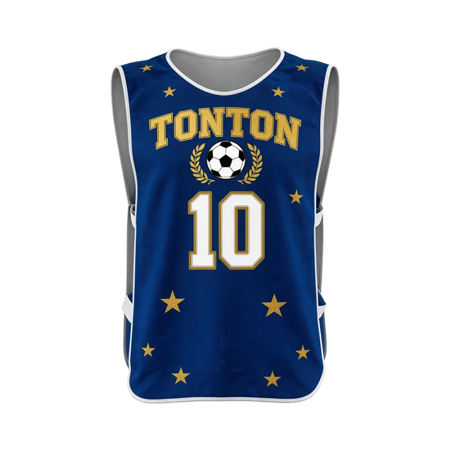 TONTON Trainings-Pinnie in Marineblau mit goldfarbenem Stern und Lorbeer – leistungsstarkes Mesh-Vest mit offenen Maschen