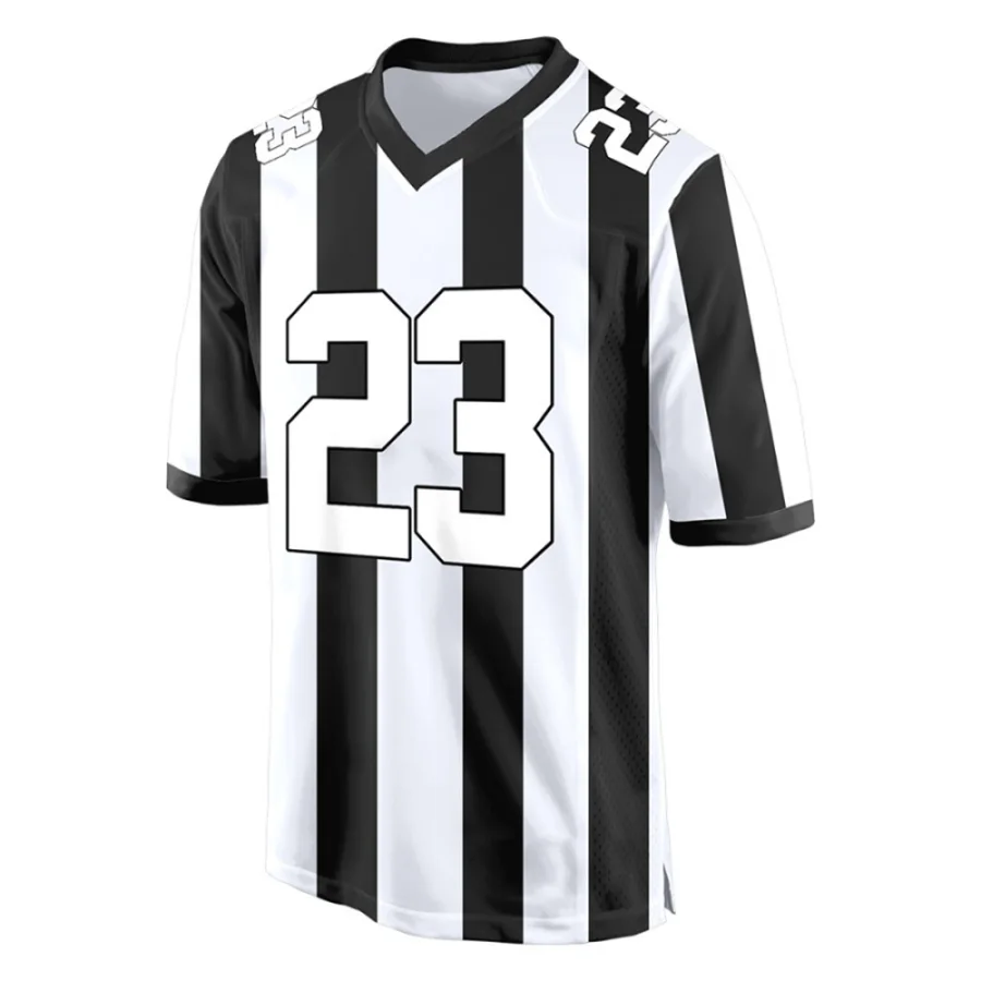 Tricou de fan TONTON Classic negru și alb cu dungi – tăiere athletic relaxată pentru fani