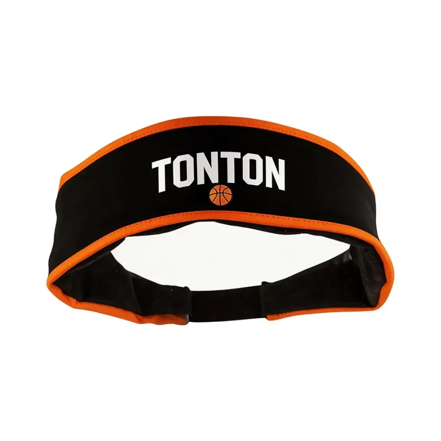 Diadema para baloncesto TONTON negra y naranja con borde — Faja absorbente profesional antideslizante