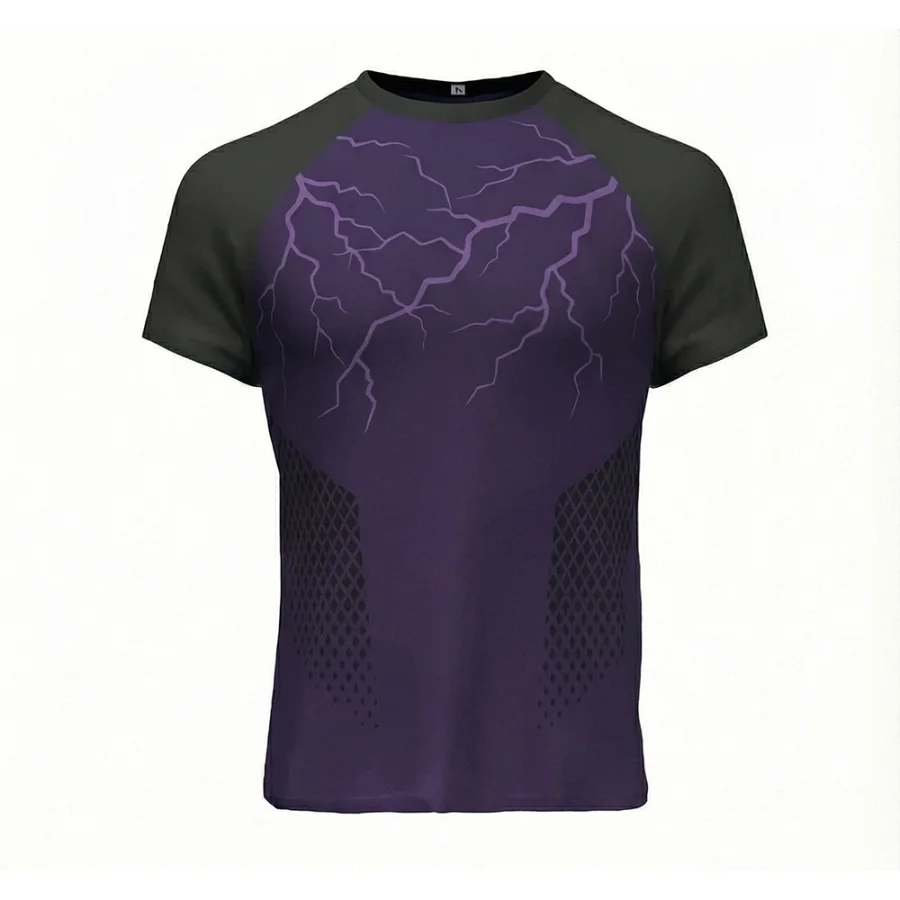 TONTON-Purple-Lightning-Bolt-Boxing-Jersey – lebendige, sublimierte, atmungsaktive Mesh-Trainingsausrüstung