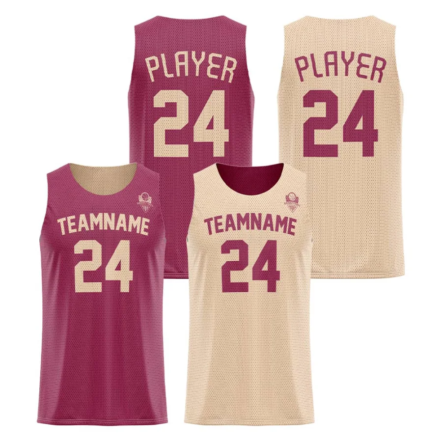 Tonton Maroon & Cream Reversible Basketball Jersey - Full Sublimation Printed Lightweight Teamwear