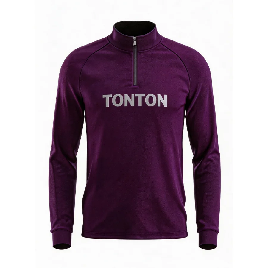 TONTON Deep-Purple-Fußball-Quarter-Zip-Oberteil – verstärkter Kragenbund, lockerer Schnitt, ideal als Aufwärmkleidung