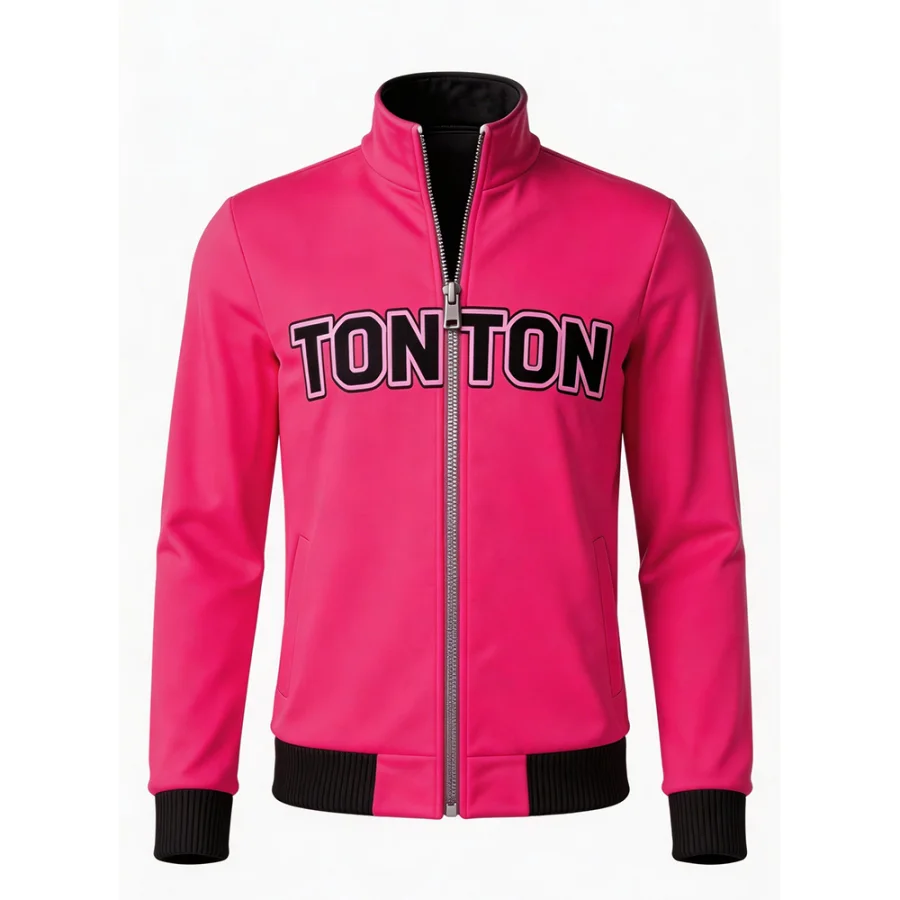 TONTON-Hot-Pink-Fußballjacke mit Full-Sublimations-Druck – atmungsaktives Trainingsoberteil