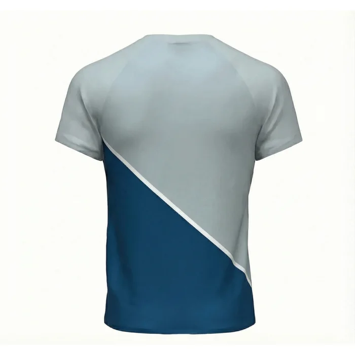 tonton light and dark blue diagonal split custom boxing jersey back view