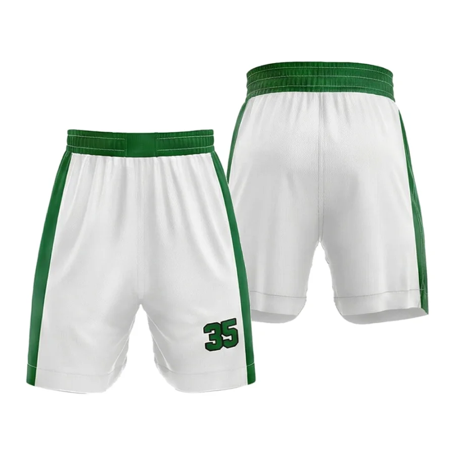 TONTON-hvide og grønne basketballshorts til holdet – med indvendig trækstrik og holdbar, syet udstyr