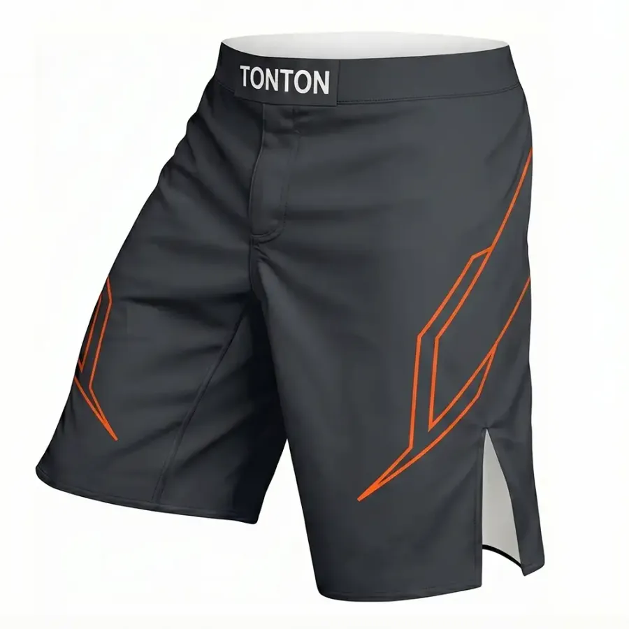 TONTON Dark Grey Tech Line MMA-Shorts – langlebige Sublimations-Shorts mit sicherem Passform-System