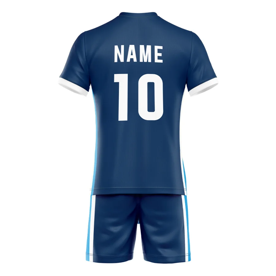 Back view of tonton navy blue volleyball uniform featuring customizable "NAME 10" print.