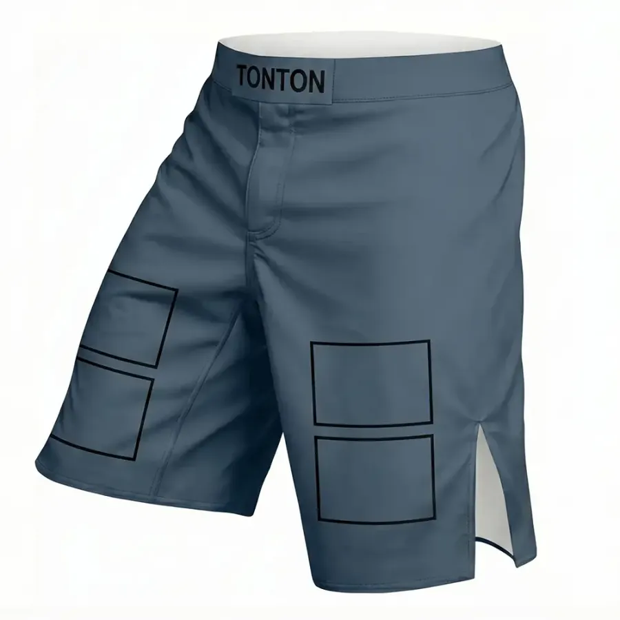 TONTON Slate Blue Outline MMA-Shorts – Hochleistungs-Trainingsbekleidung mit reißfestem Material