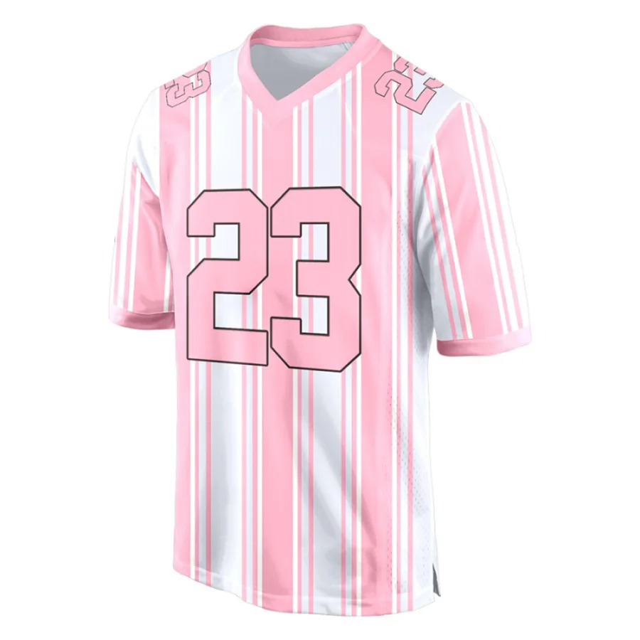 Tricou de suporter TONTON roz și alb cu dungi – Îmbrăcăminte de înaltă clasă pentru ziua meciului de fotbal american