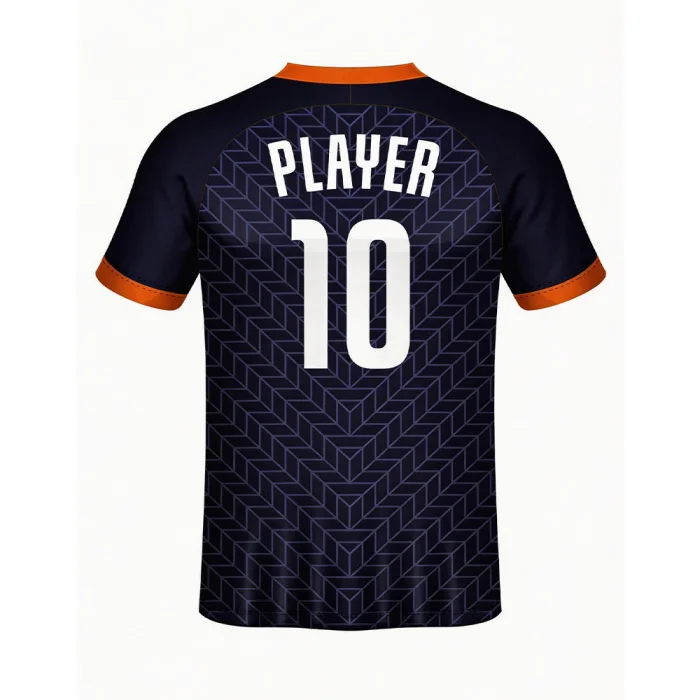 Back of tonton navy volleyball shirt featuring white "PLAYER 10" print and textured pattern.