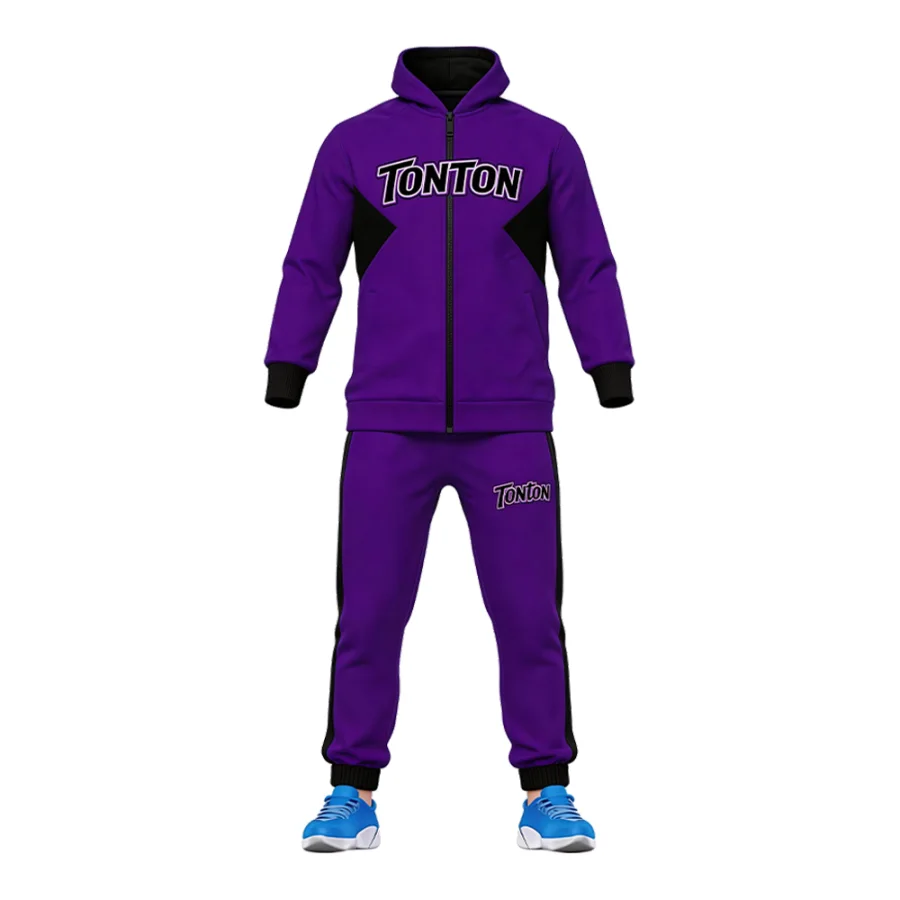 TONTON-Purple- und Schwarz-Fußball-Trainingsanzug – Vollsublimiert, leichtes Leistungs-Outfit