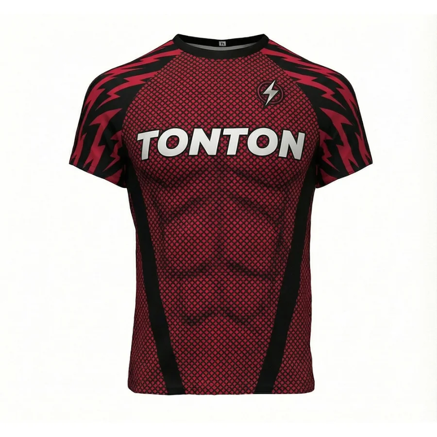 TONTON Rot – anatomisches Muskel-Print-Boxtrikot mit Vollsublimation – Sublimierter Trainings-Trikot