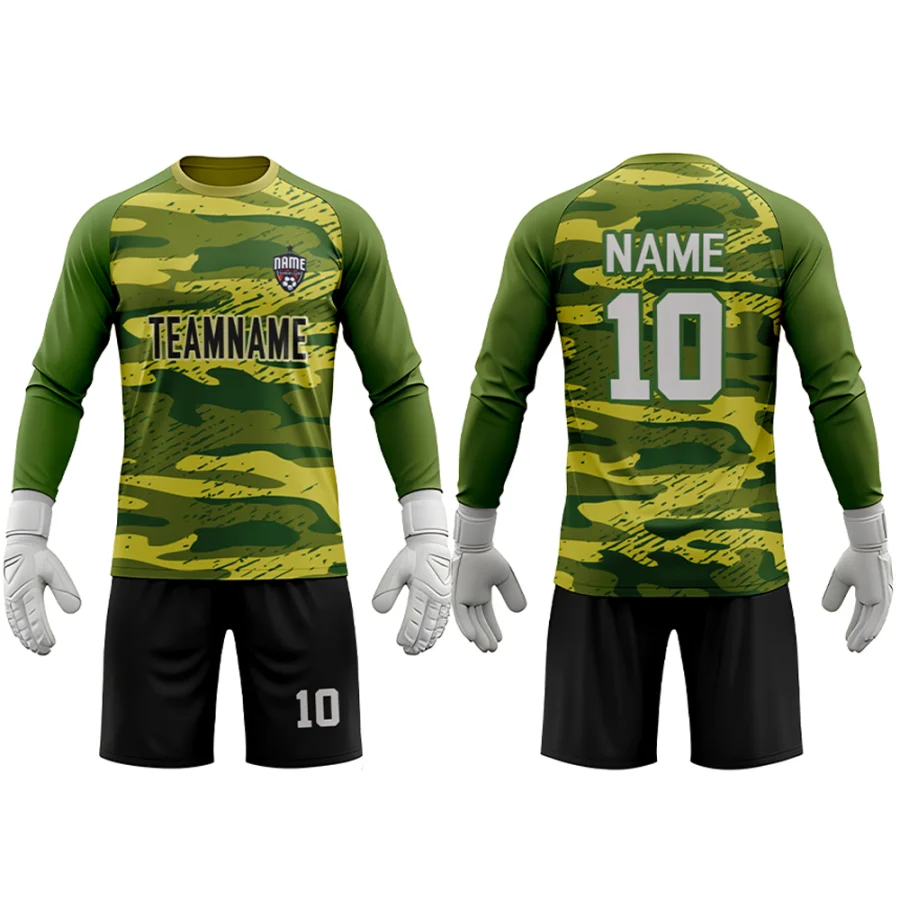 TONTON-Gelb-Camo-Muster-Torwart-Kit – Vollsublimiertes, leichtes Teamwear