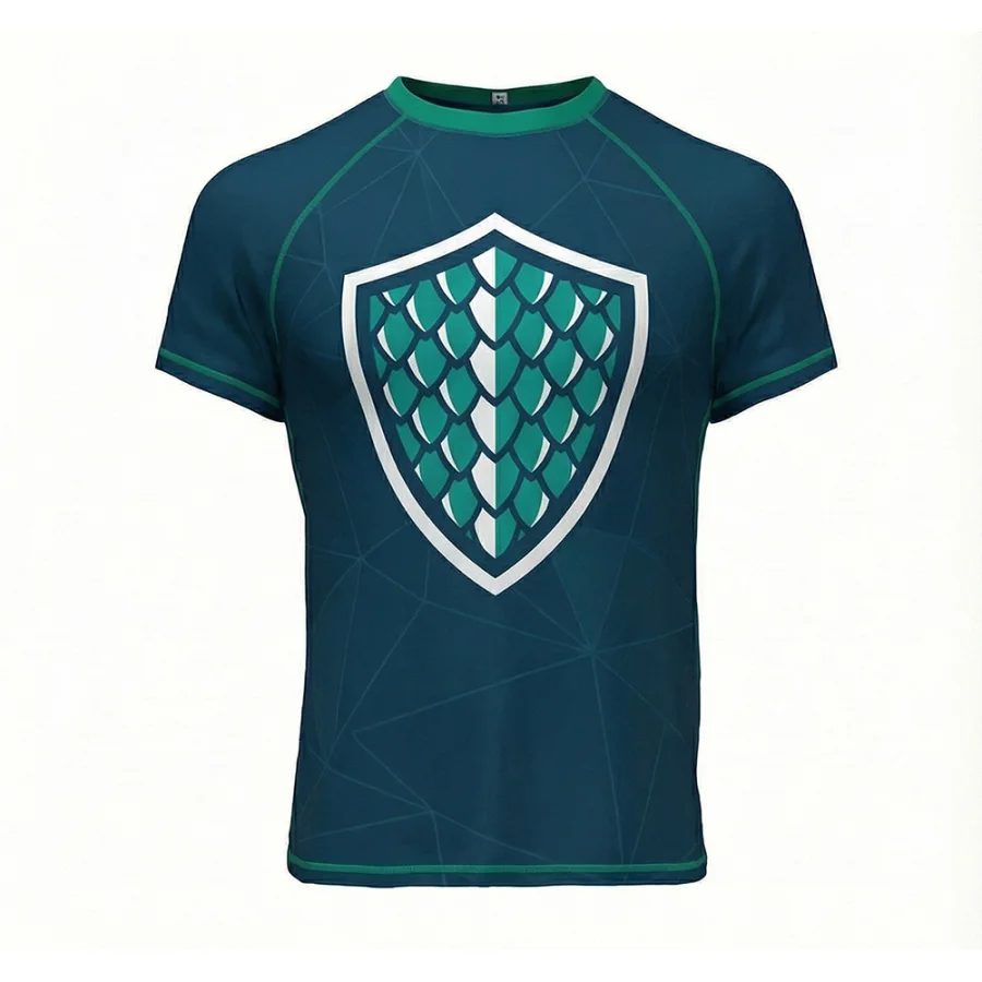 TONTON-Boxtrikot „Teal Dragon Scale Shield“ – professioneller, atmungsaktiver Kampf-Mesh-Top