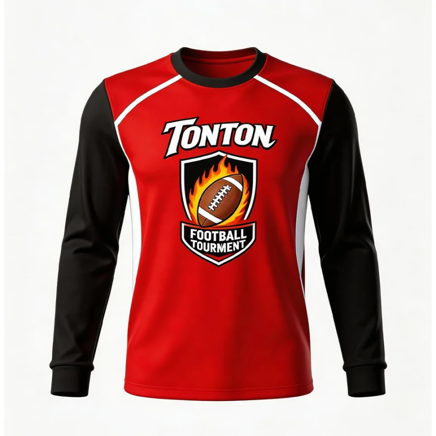 TONTON raudonas ir juodas skydo logotipas – futbolo suspaudžiamasis viršutinis sluoksnis, atsparus pažeidimams, apsauginis pagrindinis sluoksnis