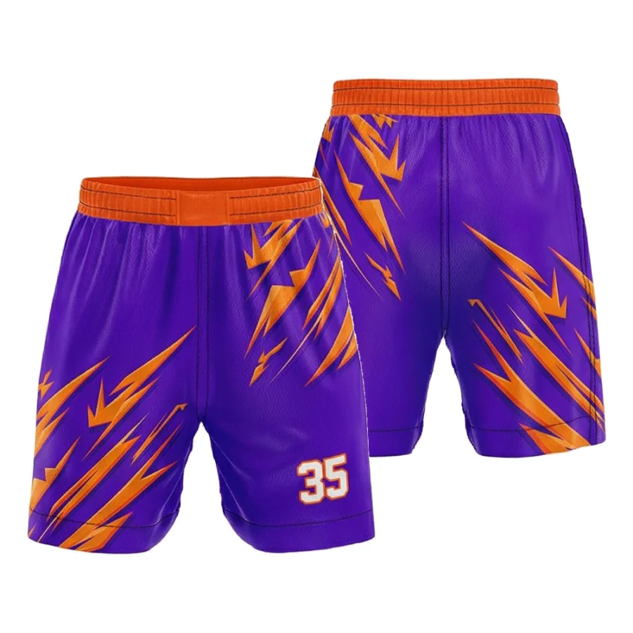 TONTON Purple & Orange Abstract Shard-basketballshorts – fugtregulerende ydelsesudstyr