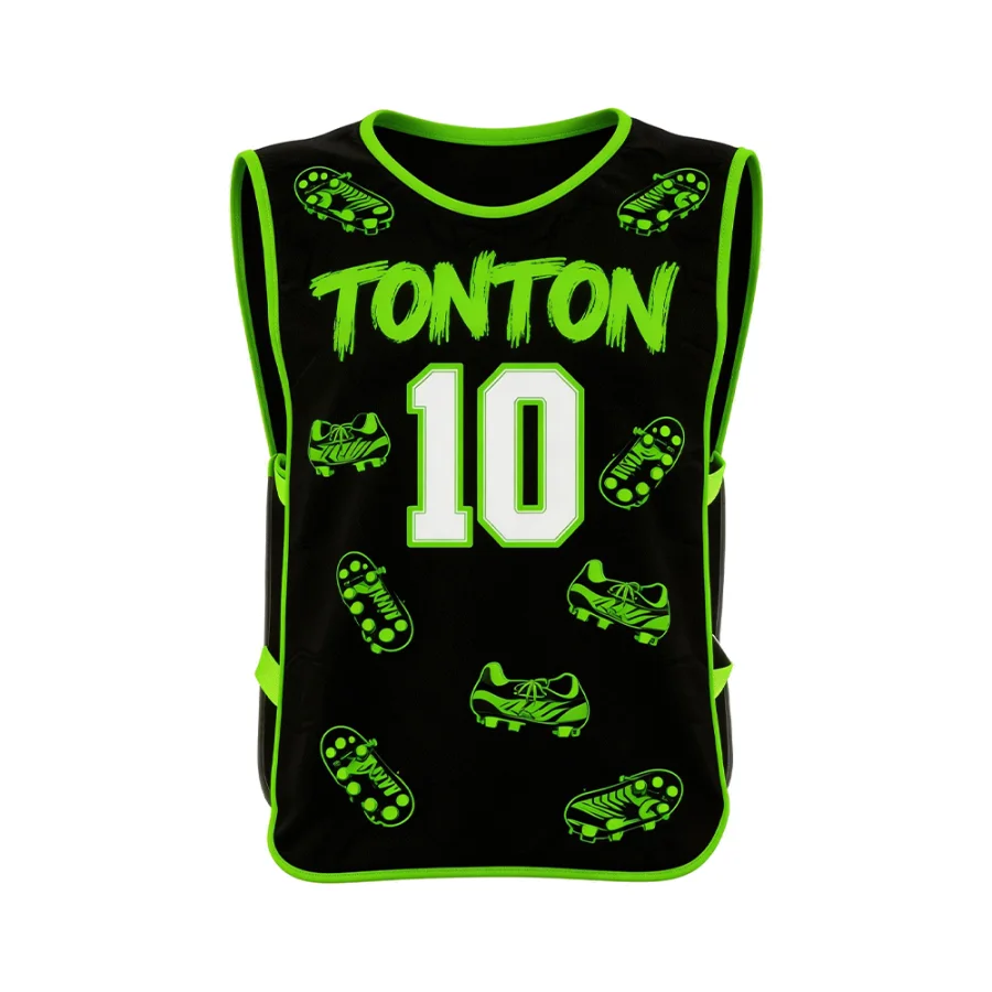TONTON Neon-Lime-Trainingsweste mit Boot-Print – verstärkte Kantenbindung, hochsichtbares Scrimmage-Pinnie