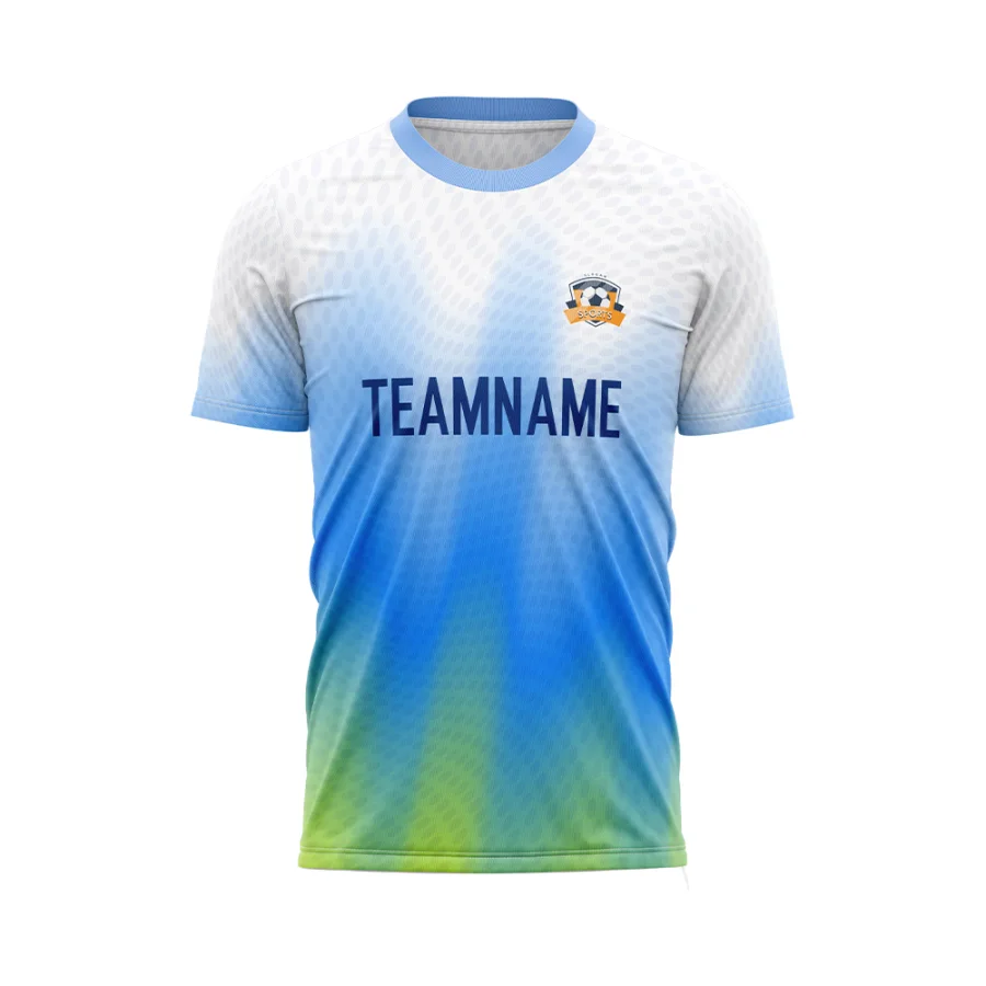 TONTON-Trikot in Himmelblau-Weiß-Gradient für das Fußballtraining – individuell gestaltbares Logo, atmungsaktives Mesh-Material fürs Training