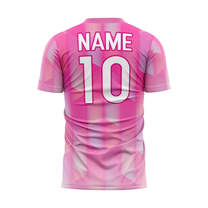 Back view of tonton custom pink soccer training shirt featuring name and number 10 printing.