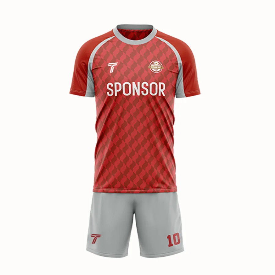 TONTON-Rot-Grau-Fußballtrikot nach Maß – Vollsublimiertes, leichtes Spiel-Trikot