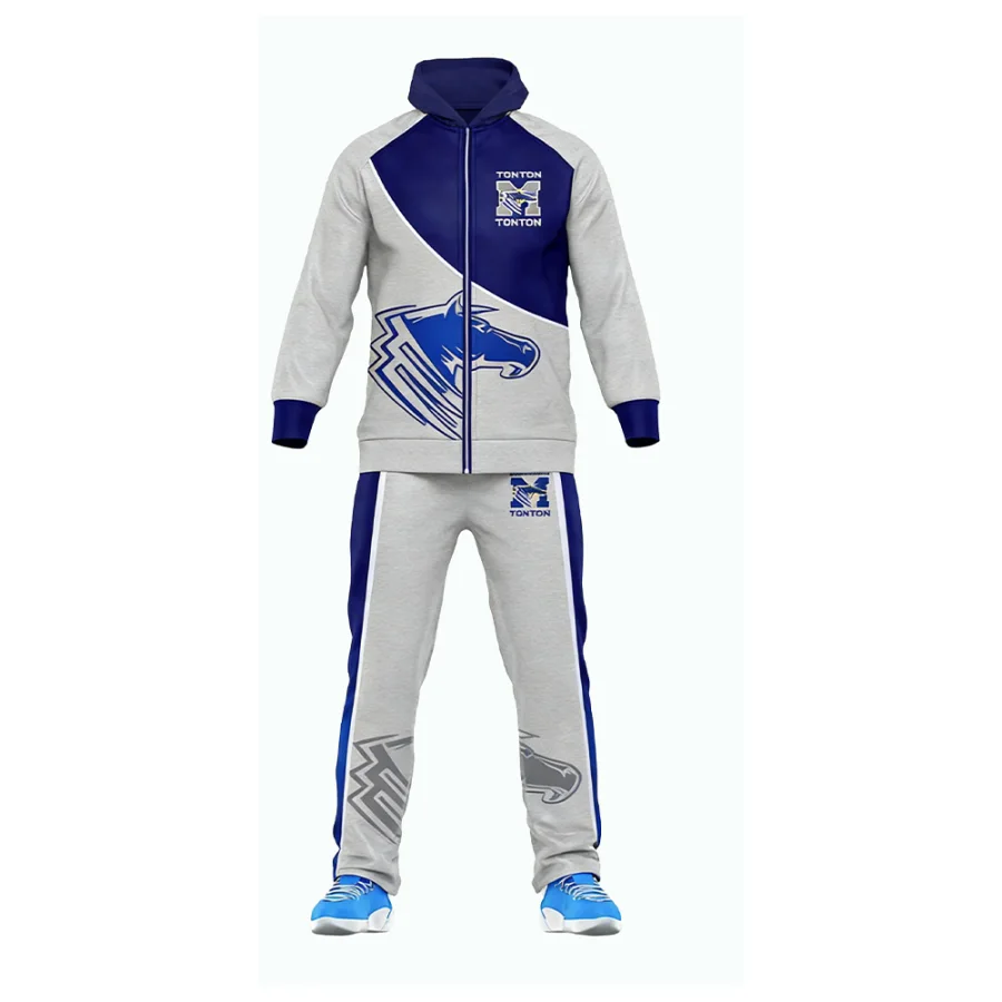 Tonton Royal Blue & Grey Volleyball Tracksuit - Customizable Logo Lightweight Performance Suit