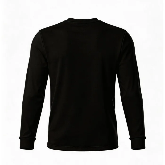 Back view of tonton custom black athletic compression base layer with a high-performance streamlined silhouette.
