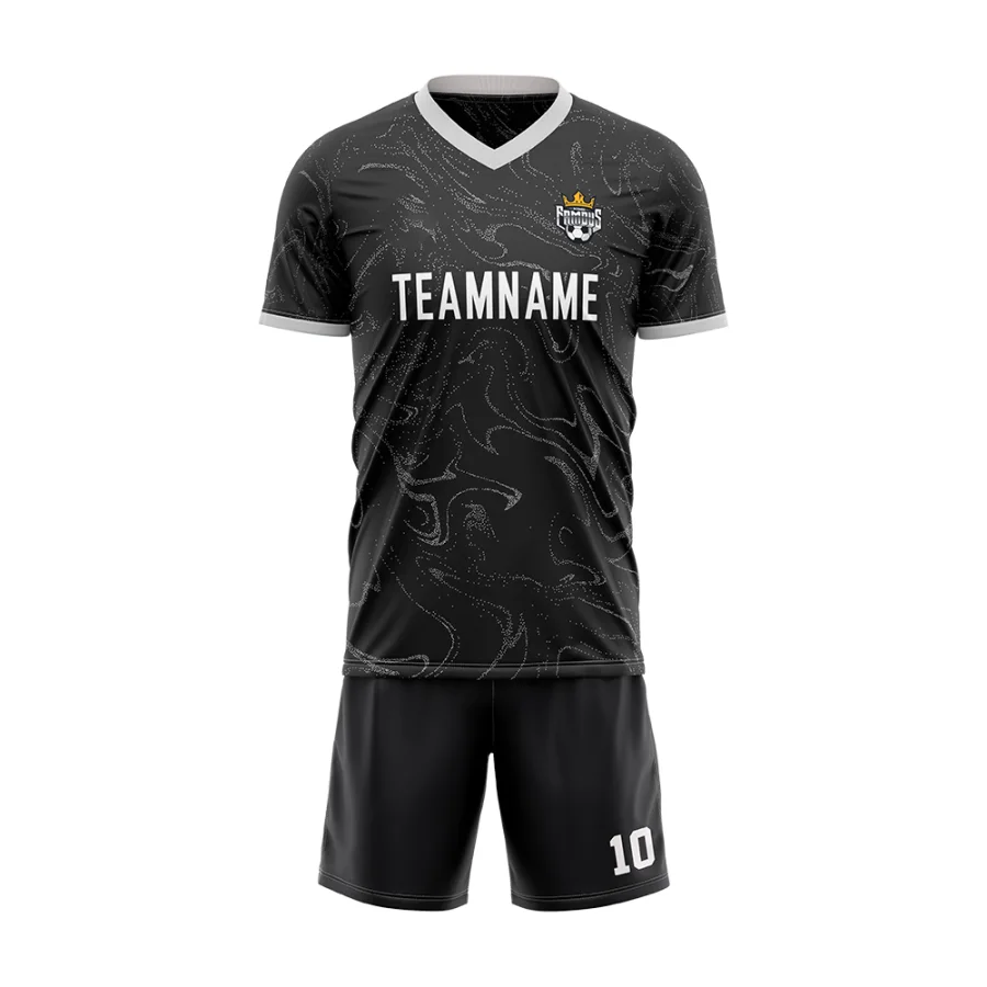 TONTON Sleek Schwarz mit grafischem Muster – Fußball-Outfit mit individuellem Logo, lockerer Passform und höchstem Tragekomfort für Wettkämpfe