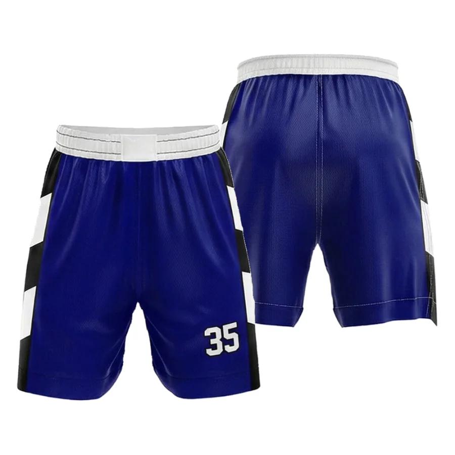 TONTON Navy Rainbow Stripe basketballshorts – sublimerede, fugttransporterende performance-short